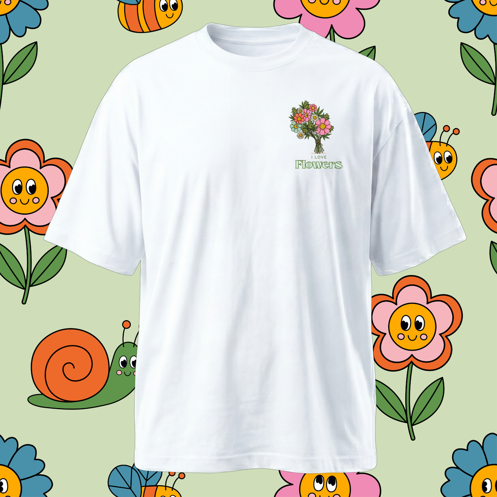 I Love Flowers: Heart Design, Short Sleeve T-Shirt