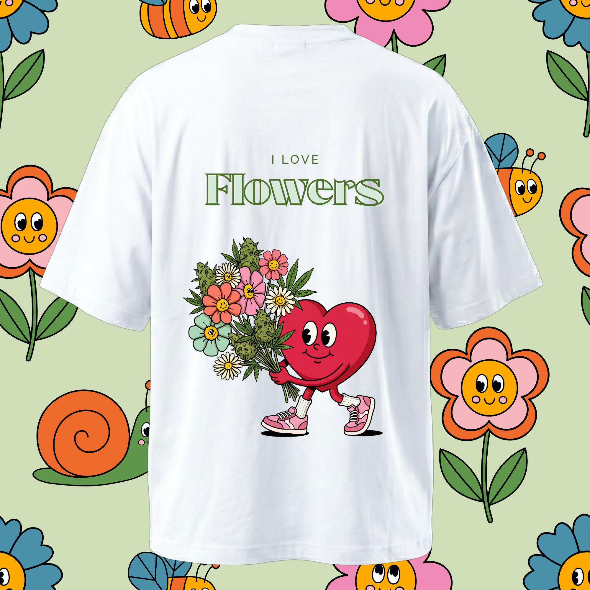 I Love Flowers: Heart Design, Short Sleeve T-Shirt