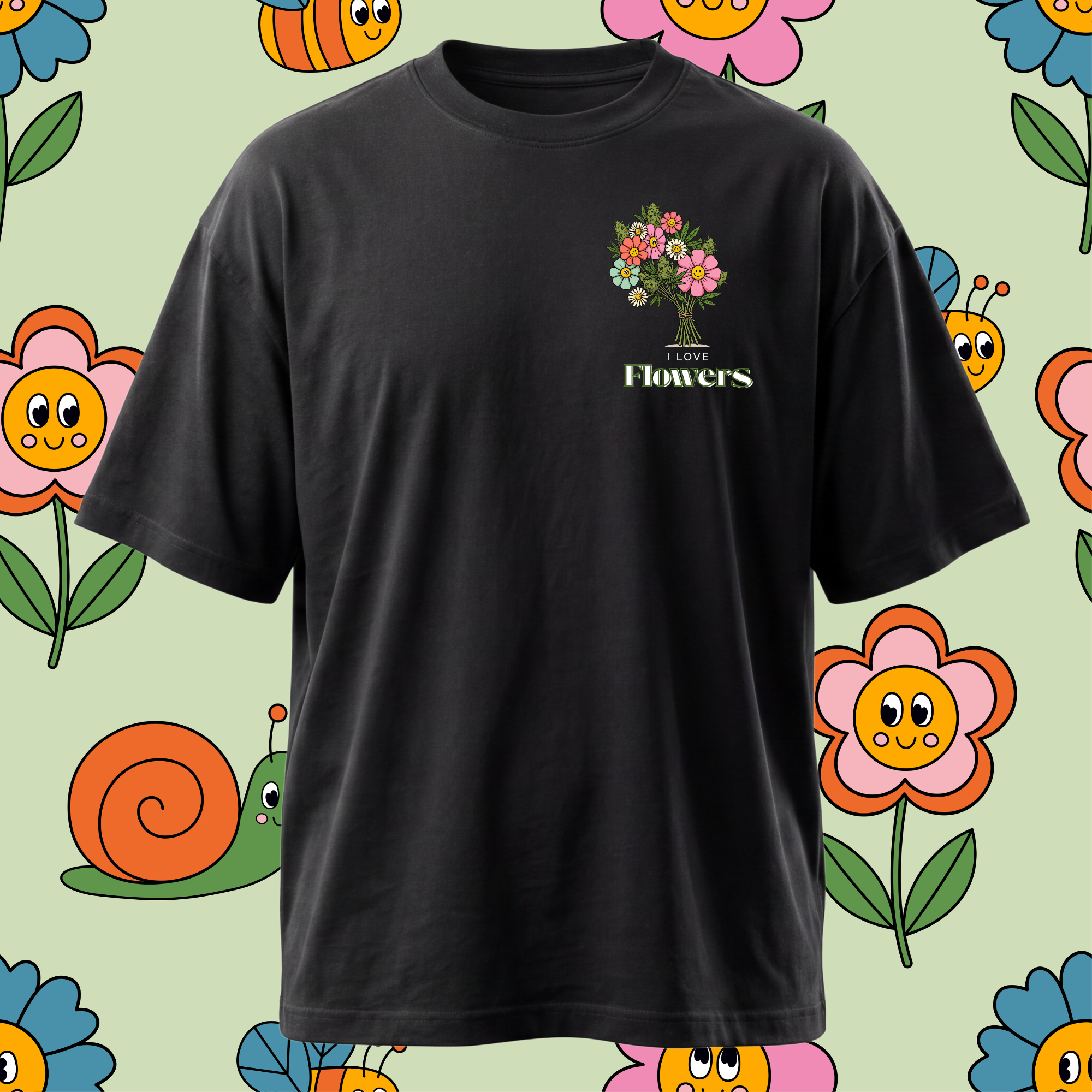 I Love Flowers: Heart Design, Short Sleeve T-Shirt